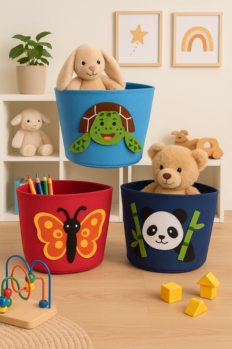 Speelgoedmand kinderen – Opbergmand Kinderkamer Wasmand – Kind Opbergzak speelgoed – Speelgoedkist decoratie - Set van 3