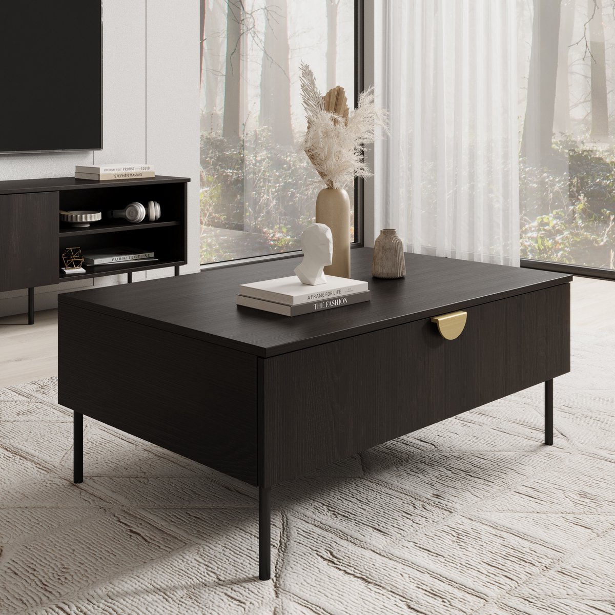 Meubella - Salontafel Monor - Zwart eiken - 100 cm