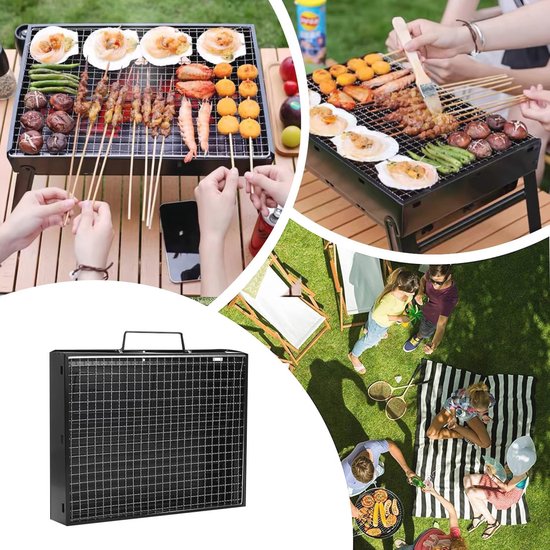Draagbare Houtskoolgrill - 17 Inch Opvouwbare Barbecue voor Buiten, Picknick en Strand — afbeelding 4