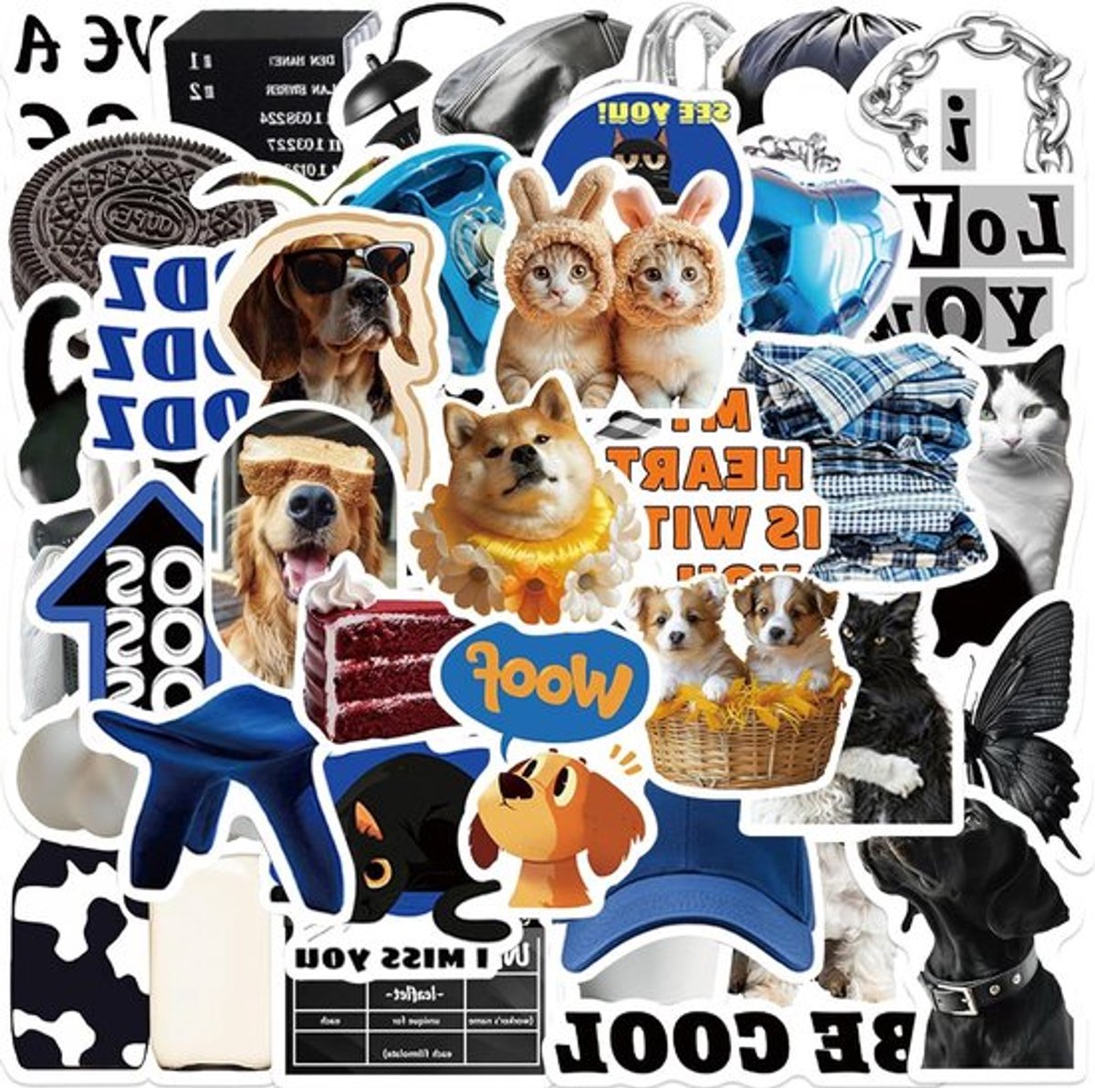 Waterdichte Stickers - Esthetisch Design - Voor Scrapbooking, Kinderen, Katten - Set van 90 Stuks Vinylstickers voor Laptop, Snowboard, Koffer, Album, Skateboard, Bagage