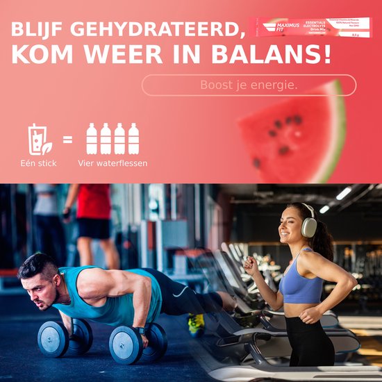 MaximusFit Elektrolyten - Elektrolyten Poeder - 30 zakjes van 8.5g - Weinig Suiker - Keto Friendly - Watermeloen — afbeelding 2