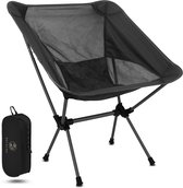 Recalma Campingstoel Zwart – Campingstoel Opvouwbaar - Lichtgewicht Visstoel - Vouwstoel Inklapbaar – Outdoor Vouwstoel met Draagtas – Strandstoel - Zwart