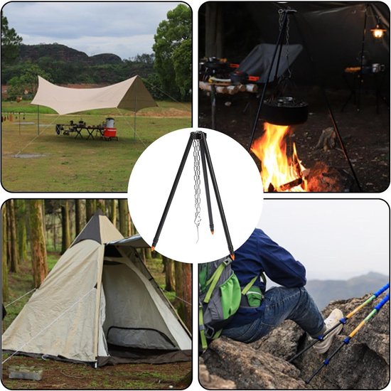 Outdoor Kookstatief, Kampvuur Koken Dutch Oven Statief Met Ketting Heavy Duty Rek Verstelbare Kookstandaard Vuur Grill Voor Tuin Camping Picknick Weekend Diner 1354202840