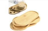 Lot de 4 plateaux en bambou, plateaux ovales en bois, petit plateau rond en bambou, planche de service en bois, plateau en bambou massif pour thé, café, gâteau, dessous de verre pour tasse, plante succulente, plante à fleurs