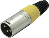 XLR 3-pins (m) connector met plastic trekontlasting - grijs/geel