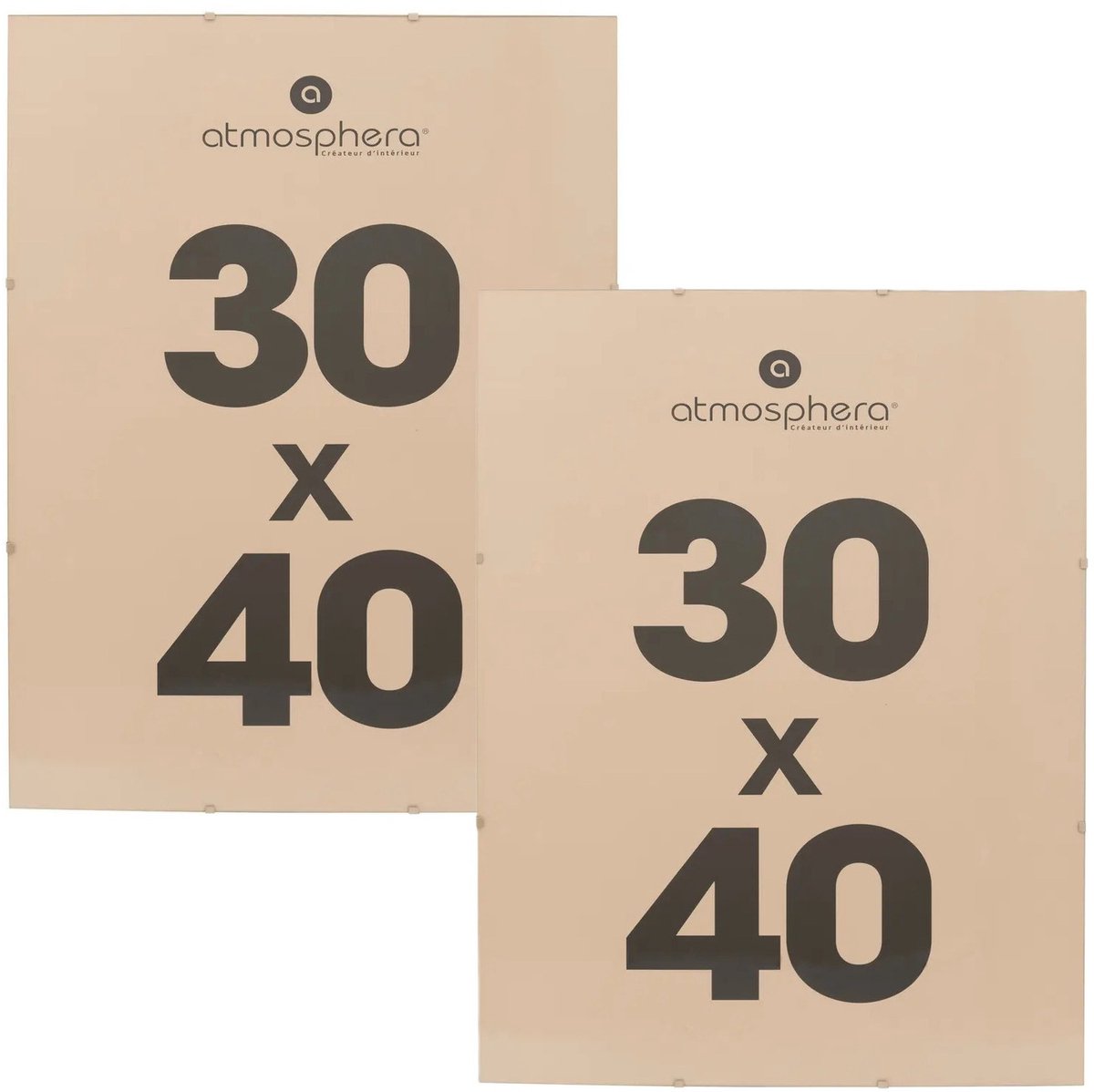 Atmosphera Fotolijstje zonder rand - 2x - voor 30 x 40 cm foto - mdf/kunststof - Het basic fotolijstje Transparant