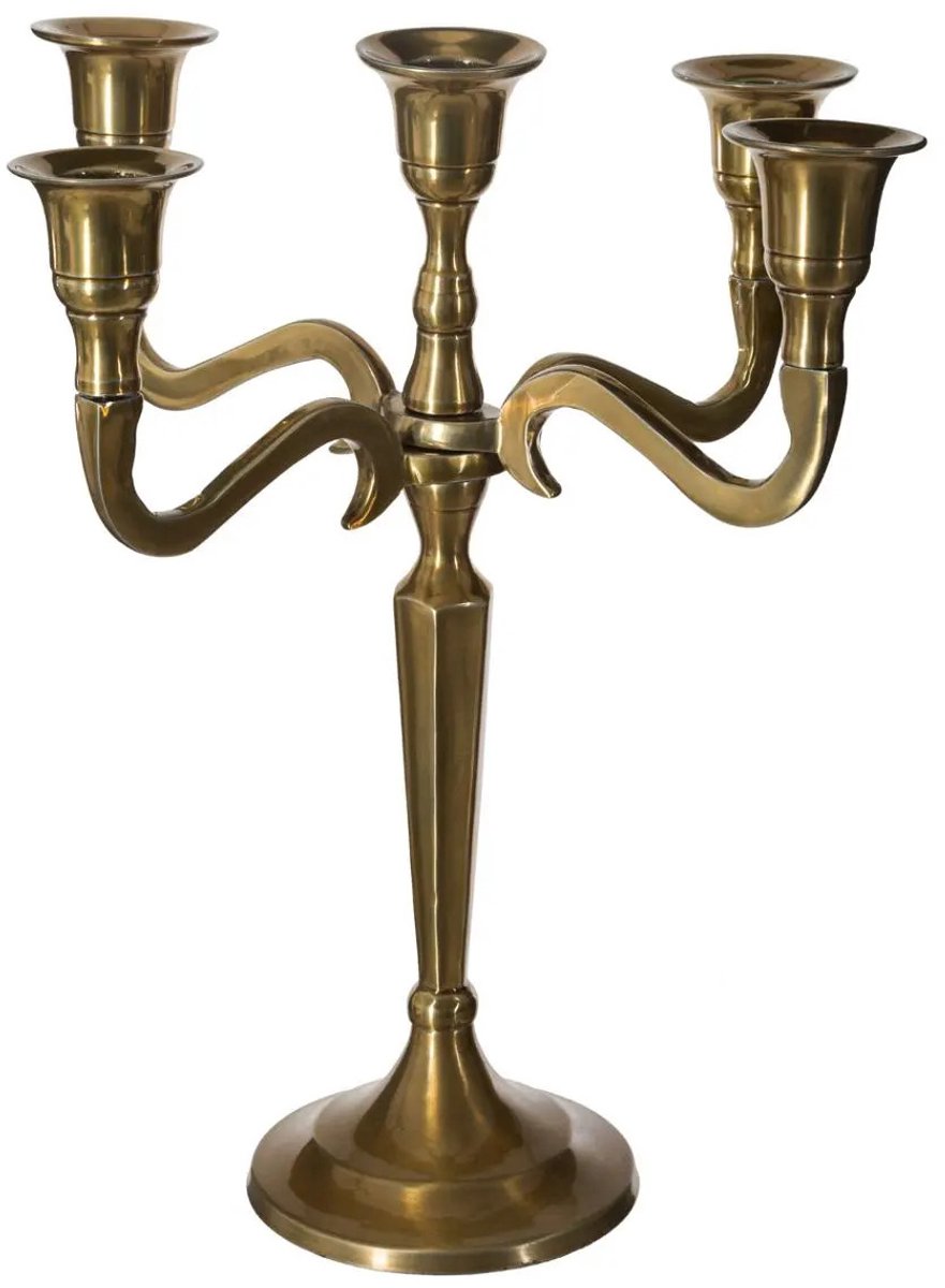 Atmosphera kaarsen kandelaar Baroque - met 5 armen - metaal - dinerkaarsen - goud - 22 x 28 cm Goudkleurig