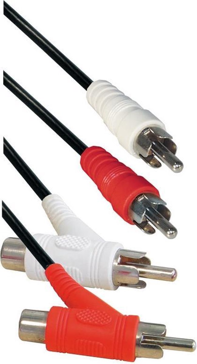 Tulp stereo audio kabel met extra poorten - 1,5 meter