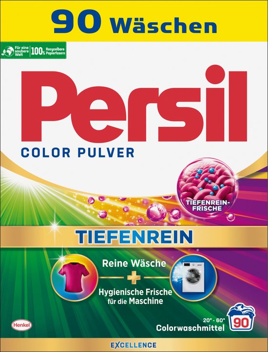 Persil Waspoeder Color - Wasmiddel - Gekleurde Was - Krachtige Vlekverwijdering - Hygiënische frisheid - Grootverpakking - 90 Wasbeurten -