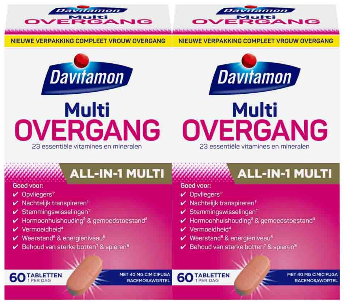 Goedkoopste 2x Davitamon Compleet Vrouw Overgang Multivitamine 60 tabletten