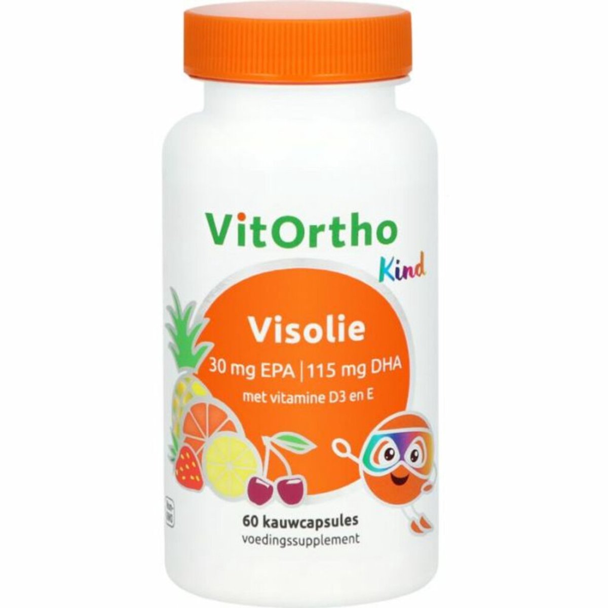 Vitortho Visolie 30 mg EPA - 115 mg DHA Kind - 2 x 60 kauwtabletten - Voordeelverpakking
