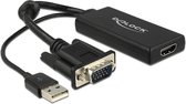 DeLOCK Premium Adaptateur VGA + USB (audio / alimentation) vers HDMI avec CEC / noir - 0,25 mètre