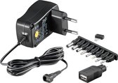 Ecofvriendelijke universele voeding 600 Ma 3-12 V met 8 DC + 1 USB-adapter Power Plug