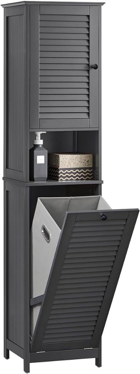 Zylo® Kolomkas Staand - Opbergkasten met Deuren - Hoge Kast - Donkergrijs - 37cm x 40cm x 170cm
