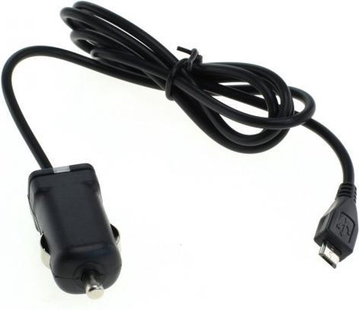 USB Micro B autolader met vaste kabel - 2,4A / zwart - 1,1 meter