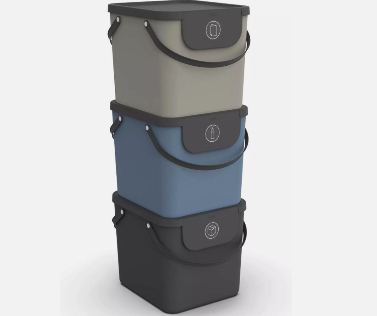 Rotho Albula afvalscheiders - set van 3 - 40L - zwart/blauw/ cappuccino
