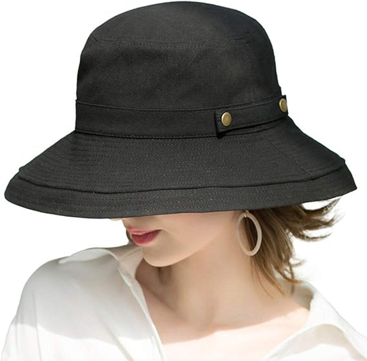 soul young Strohoed voor dames, brede rand, handgeweven opvouwbare strandhoed voor zomer, reizen, uv-bescherming, UPF 50 , Kaki, One size