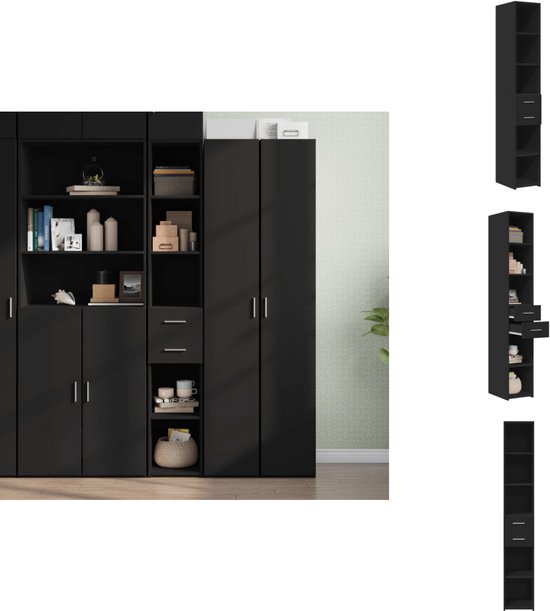 vidaXL Hoge kast 80x40x121 cm bewerkt hout zwart