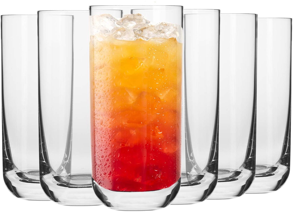 KROSNO | Hoog Water Sap Drinkglazen | Set van 6 - 360 ml | Loodvrij kristalglas | Glamour Collectie | Perfect voor Thuis, Restaurants en Feesten | Vaatwasser Bestendig