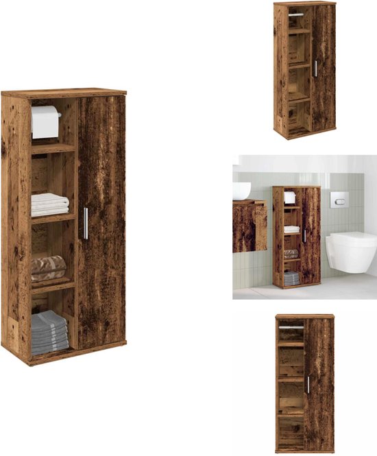 Badkamerkast met rolhouder 39x22x90 cm sonoma eikenkleurig