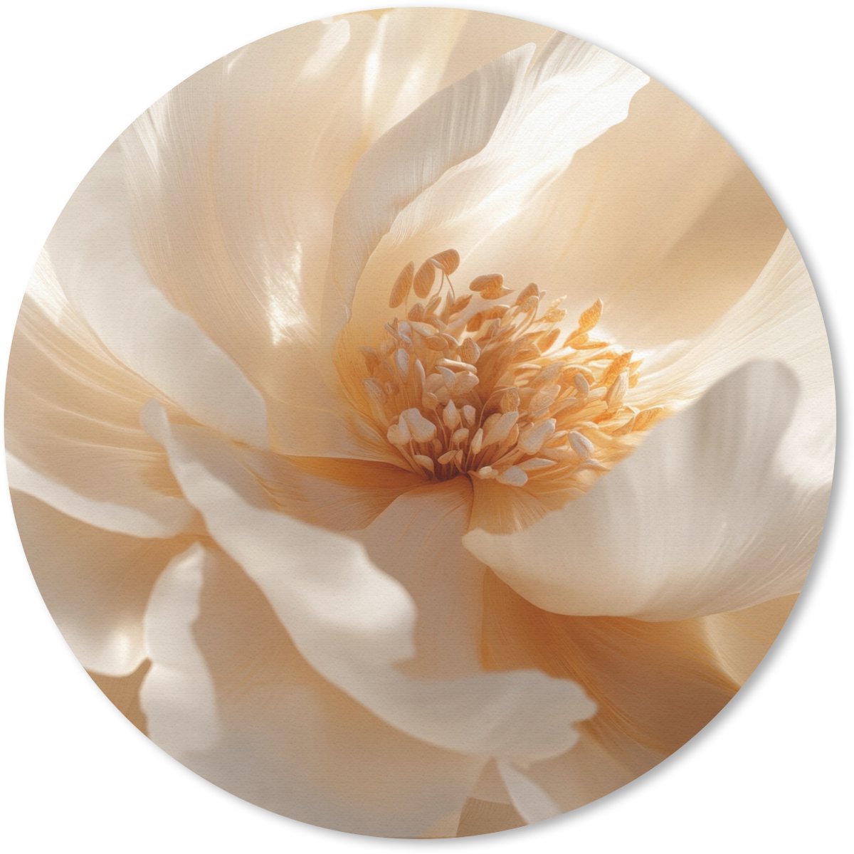 Muismat rond 50x50 cm - Mousepad Close up - Pioenroos - Wit - Ronde muismatten