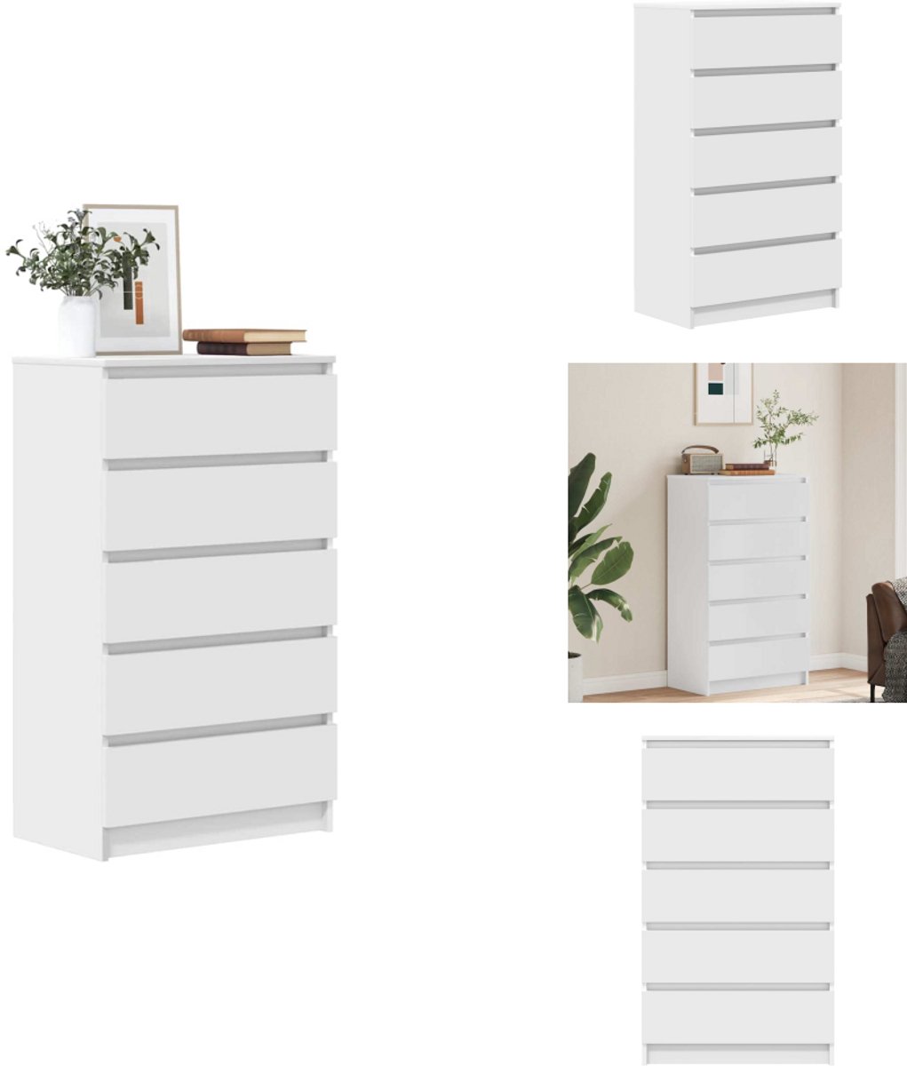 Bol.com vidaXL Ladekast - Ladekasten - Ladekastje - Ladekastjes - Ladekast 60x36x103 cm bewerkt hout wit aanbieding