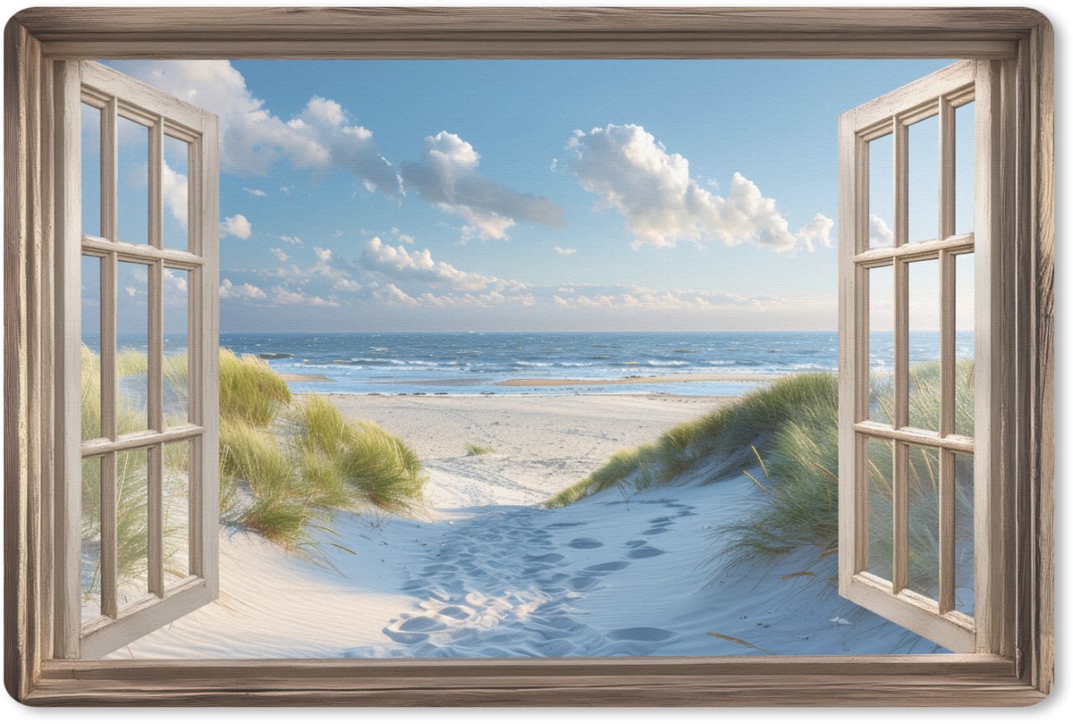 Muismat 27x18 cm - Mousepad Doorkijk - Strand - Raam - Duinen - Zee - Muismatten