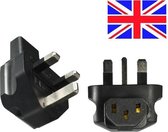 Stroom adapter C13 (v) - Britse (type G) stekker (m) - haaks / zwart