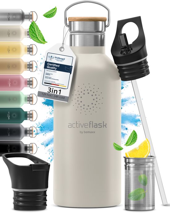 Gourde, acier inoxydable, Active Flask paille (3 bouteilles