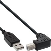 USB naar USB-B haaks kabel - USB2.0 - tot 1A / zwart - 5 meter