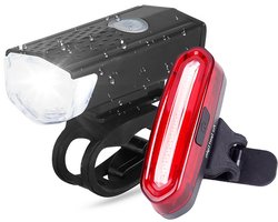 Fietsverlichting USB Oplaadbaar 300 en 120 Lumen Voorlicht Achterlicht Fiets LED