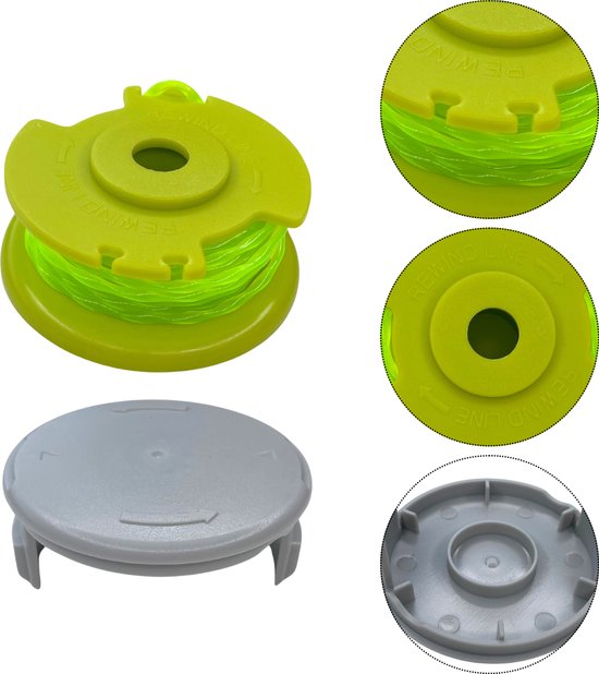Spoel van draadtrimmer vervangingsdraad AC80RL3 geschikt voor Ryobi One+ bosmaaier 18V 24V 40V Ø 2 mm lengte 3,4 m - Set van 9 spoelen + 2 hoes van Ecd Germany — afbeelding 5
