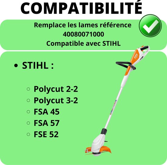 Reservemes 40080071000 geschikt voor Stihl Polycut 2-2 Polycut 3-2 FSA 45 FSA 57 FSE 52 - Kunststof mes voor kantentrimmer - Pak van 100 van Stihl — afbeelding 4