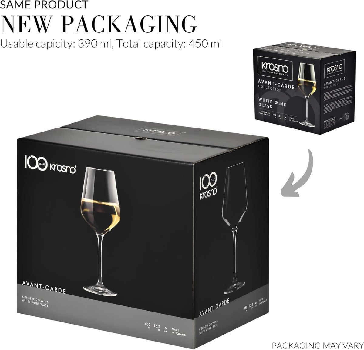 KROSNO | Hoog Witte Wijnglazen | Set van 6 - 390 ml | Avant-Garde Collectie | Loodvrij Kristalglas | Perfect voor Thuis, Restaurants en Feesten | Vaatwasser Veilig – foto 6