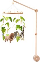 Joymaxx® Baby Mobiel Dieren met Houten Houder - Boxmobiel Set met Standaard Neutrale Kleur - Kraamcadeau Muziekmobiel Baby - Babykamer Decor- Mobiel voor Babybox - Baby Shower Cadeau Jongens en Meisjes