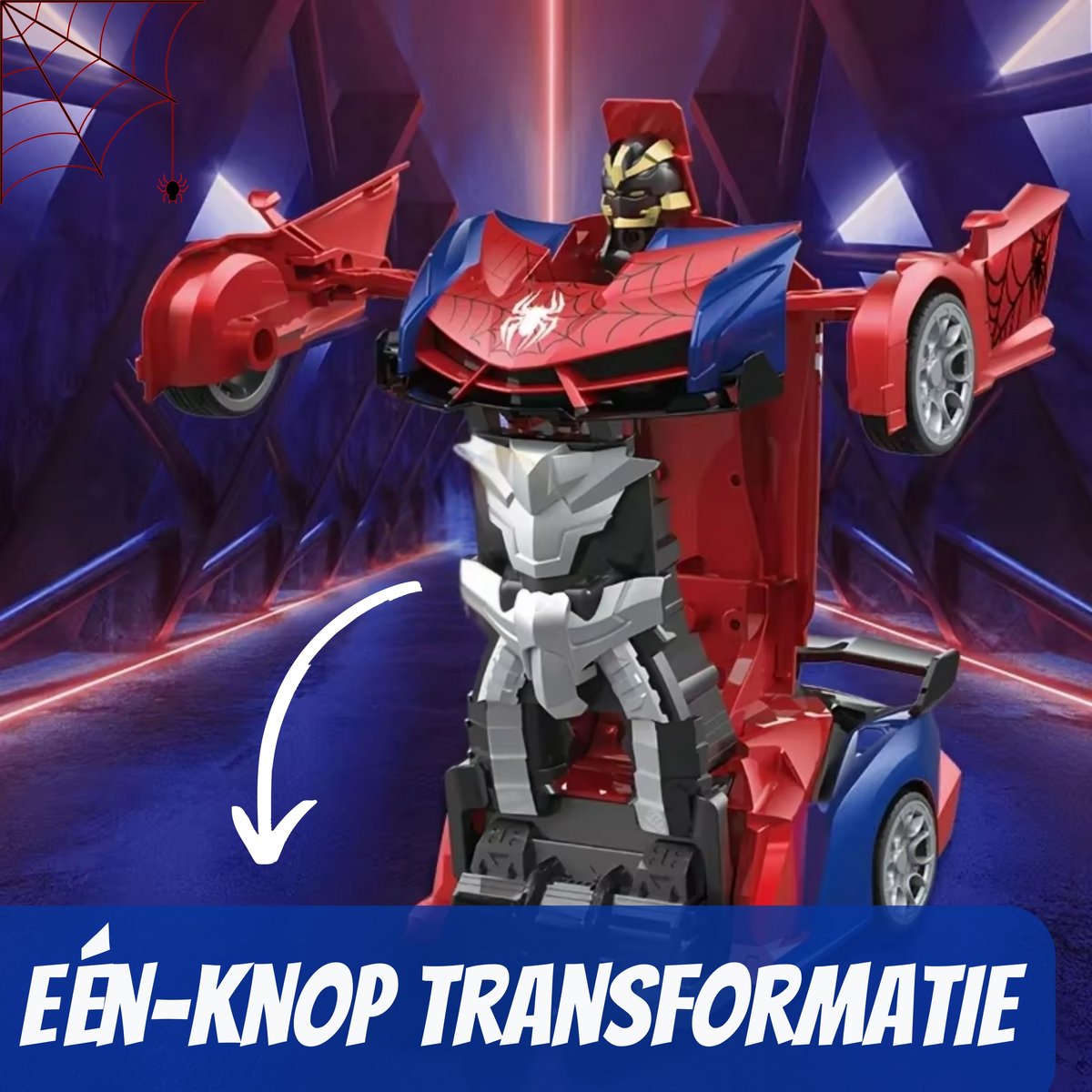 Boncy® Bestuurbare RC Auto - Transformerend Robot Speelgoed Binnen & Buiten - Afstandbestuurbaar Race Drift Car - Jongens Meisje - Afstandsbestuurbaar Raceauto Accu Spiderman Alternatief Stuntauto - Bestuurbaar Elektrisch Autos Afstandsbediening — afbeelding 7