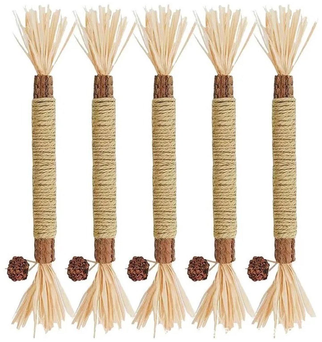 WiseGoods Premium Katten Kauwstokjes - 4 Stuks - Natuurlijk Catnip Speelgoed - Kattenkruid Voor Frisse Adem - Mondhygiëne Kat 21cm