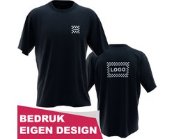 Werkkleding T-Shirt bedrukt met eigen logo of naam - Op borst en rug - Ronde hals - Maat L - Zwart