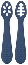 Première cuillère pour Bébé – Siliconen, sans BPA et Perfect pour apprendre à manger seul – Blauw