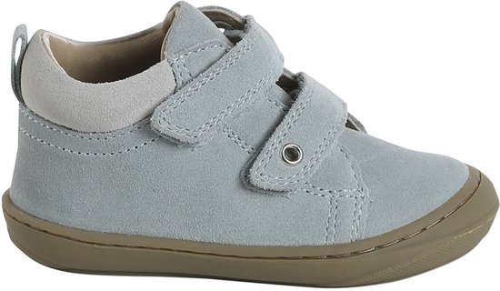 Babyslofjes van zacht leer met antislip saliegroen