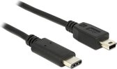 InLine USB Mini B naar USB-C kabel - USB2.0 - tot 1A / zwart - 5 meter