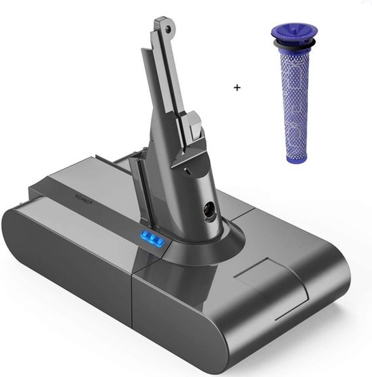SIDANO® Vervangende Accu - Batterij geschikt voor Dyson V8 - 4000mAh - met 1 filter (voorfilter)