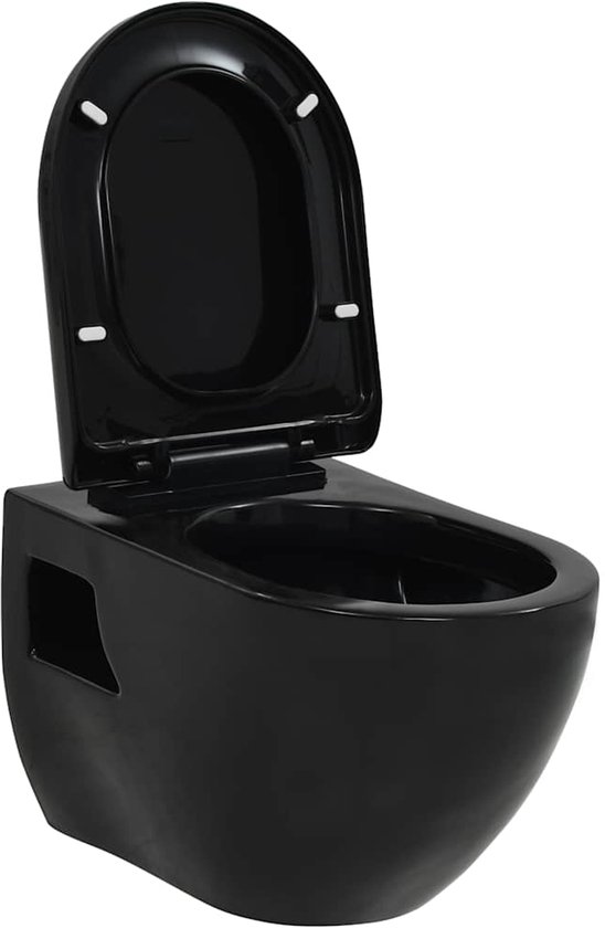 vidaXL - Wandtoilet - keramiek - zwart