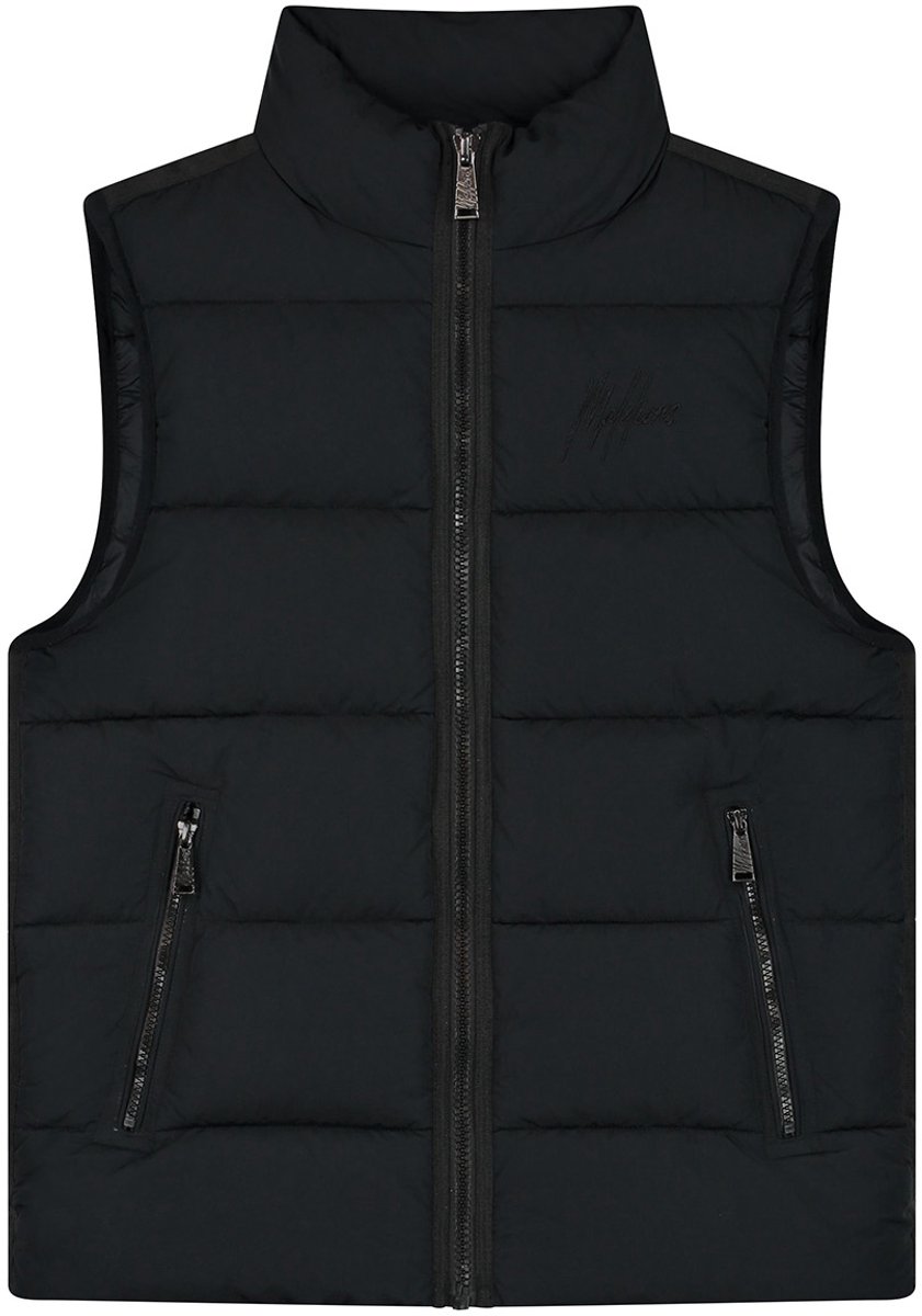 Malelions Matt Crinkle Padded Vest Zwart