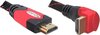 Delock - Câble HDMI haute vitesse 1.4 - coudé unilatéral - 1 m - Noir / Rouge