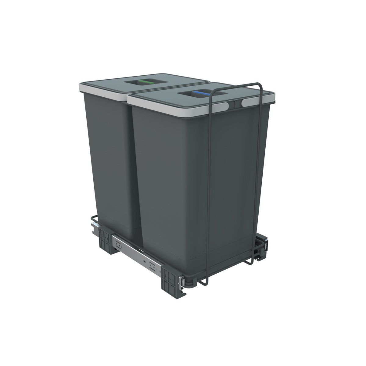 ECOFIL afvalbak 24+24L met deksel; volledig uitschuifbaar; bodemmontage vanaf kastbreedte 40cm