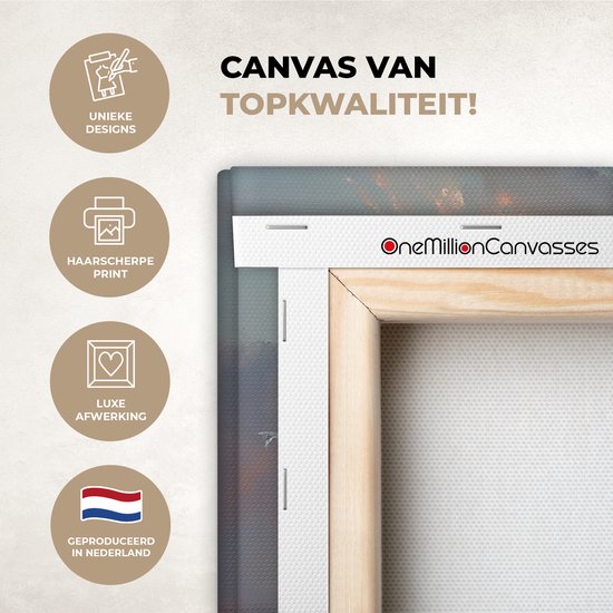 Tableau sur toile 60x90 cm - Décoration murale exclusive Mouettes - Coucher de soleil - Mer - Nuages ​​- Décoration murale salon - Décoration chambre - Accessoires chambre - Peintures sur toile