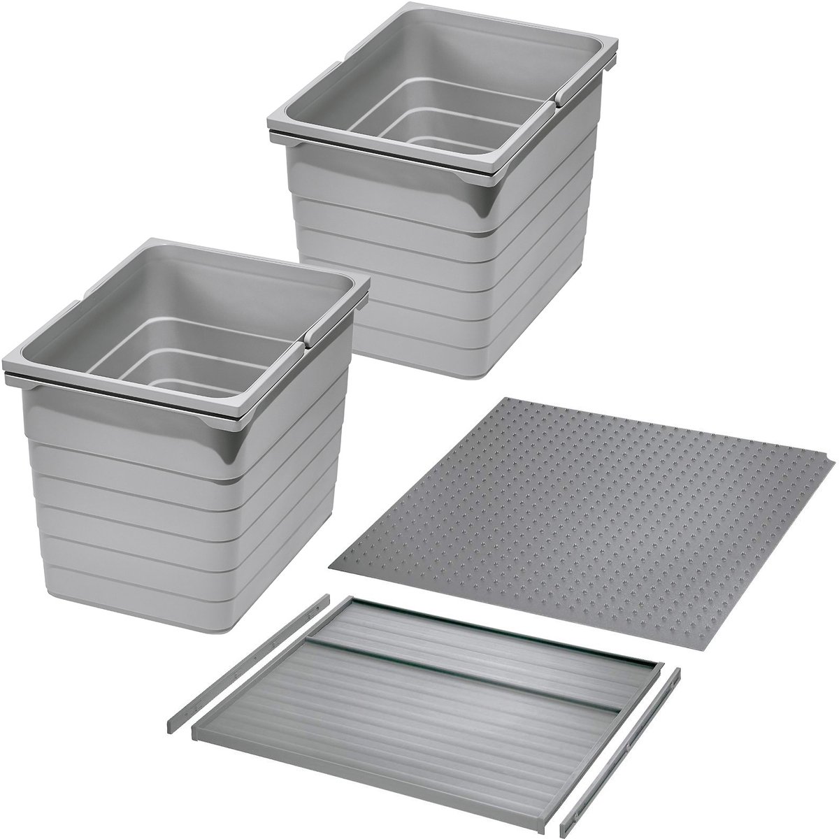 Ninka afvalscheidingssysteem eins2vier KB 450 mm, zijdikte 16 mm hoogte 310 mm 2x 17L, 1x 45 mm bodemplaat, 1x 45 mm