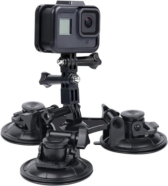 Auto Camera Mount Bevestiging Geschikt voor Go Pro - Houder Action Camera met Zuignappen - Auto Accessoires - Mini-dakmontage voor Camper, Auto, Jacht - Zwart