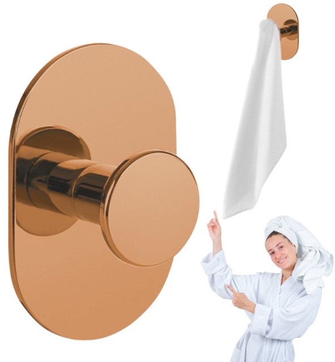 Laveo Miri - Handdoekhouder - Enkelvoudig - Roze Goud - Zelfklevend